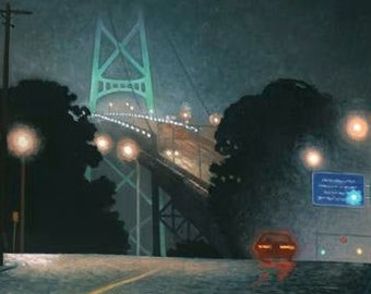 Bridge in Wet Fog 8" x 12" stretched canvas print by Paul Hannon- Canadian Tax included- FREE SHIPPING Canada & US