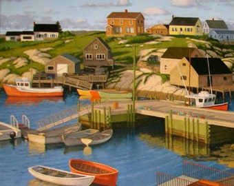 Early Evening, Peggy's Cove  12" x 24" Stretched canvas print by Paul Hannon  FREE SHIPPING Canada & US