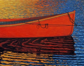The Red Boat  18" x 36" Stretched canvas print by Paul Hannon- Canadian Tax included- FREE SHIPPING Canada & US