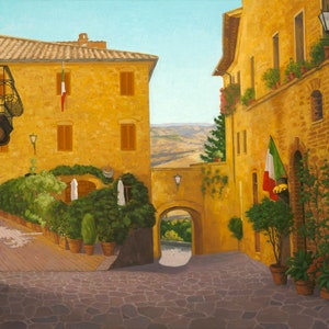 Pienza Morning Original Oil Painting 26 x 40by Paul Hannon Canadian Tax included FREE SHIPPING Canada image 1