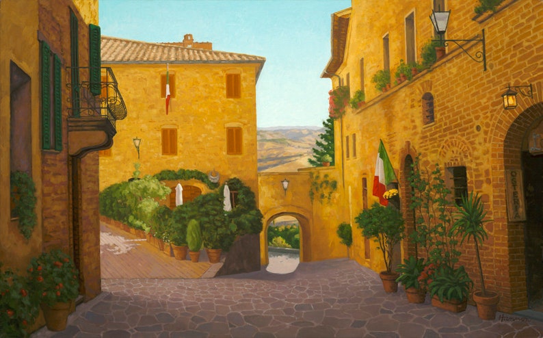 Pienza Morning Original Oil Painting 26 x 40by Paul Hannon Canadian Tax included FREE SHIPPING Canada image 1