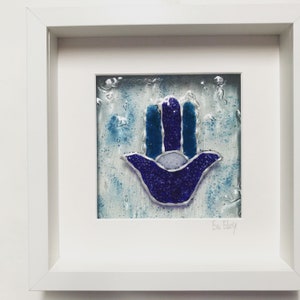 Bespoke Hamsa with Chuppah Glass, chuppah glass art, Wedding shards, Judaica gift, Smash the glass, Hamsa