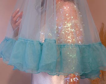 Aqua Ruffle Veil