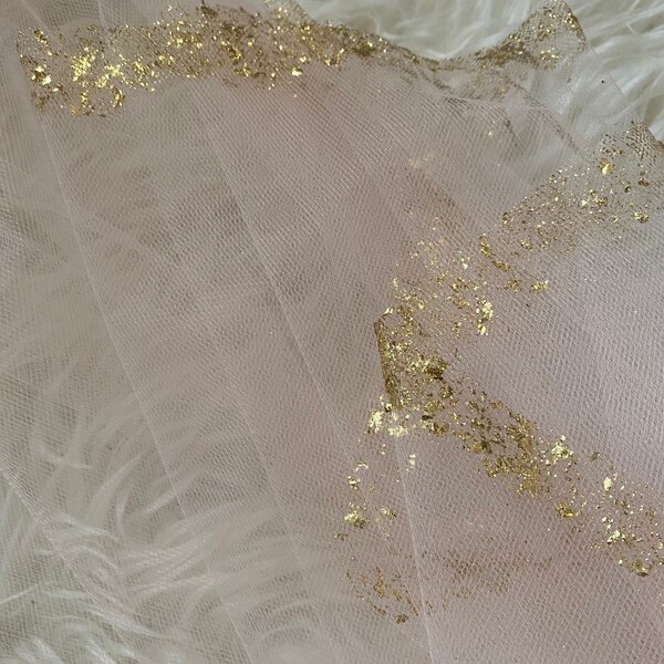 Champagne Veil with Gold Leaf Trim