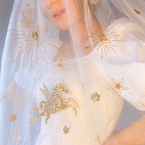 Gold Glitter Constellation Veil