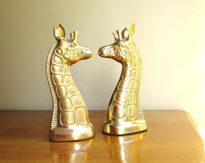Vintage Brass Giraffe Bookends Gold Giraffe Book Ends Etsy