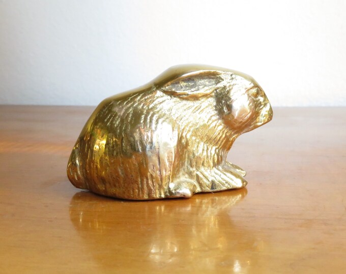 Rabbit Figurine Vintage Brass Gold Bunny Statue Brass Etsy
