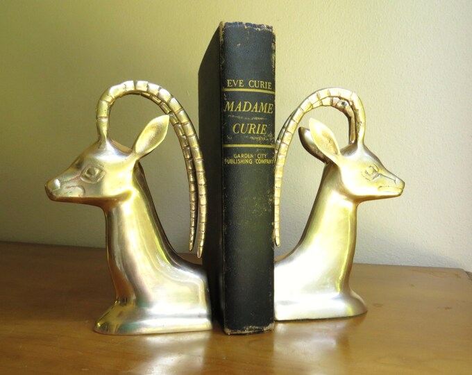 Vintage Brass Antelope Bookends Hollywood Regency Impala Etsy