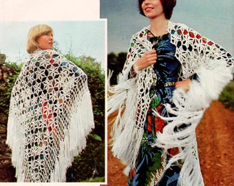 PDF 1970 Crochet Pattern Lacey Fringe Shawl plus 11 other patterns Patterns Instant Download