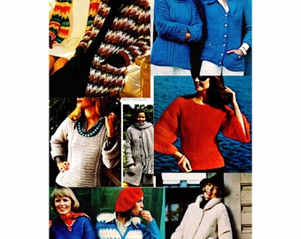 PDF Womens Sweater Knit & Crochet Patterns * total 14 Classic Sweaters Instant Download 1975