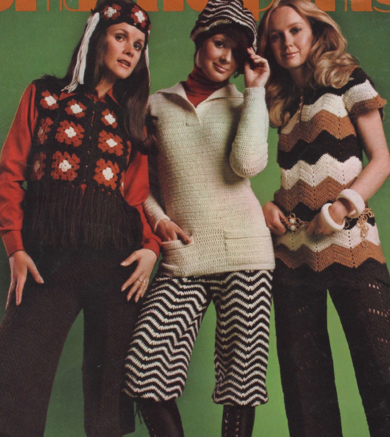 PDF Knicker Pants 1971 Crochet Patterns 3 Outfits Sweater Vest Pants ...