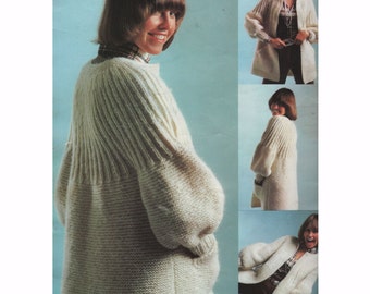 PDF Womens Balloon Sleeve Cardigan Sweater Knit & Crochet Patterns * total 13 Classic Sweaters Instant Download