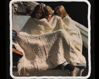 PDF Fishermen Afghan Pattern Book  total 10 patterns for Cable Knit Beautiful Afghans and one Dress