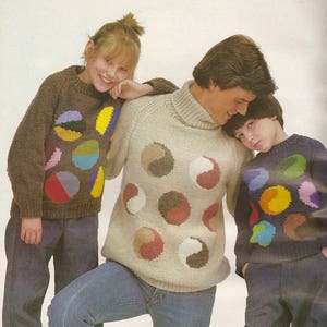 PDF Pattern Mens and Kids Yin Yang  Winter Sweater Pattern to  Knit Instant download