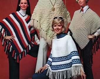 PDF 1970 8 Ponchos Instant Download Crochet & Knitting Pattern