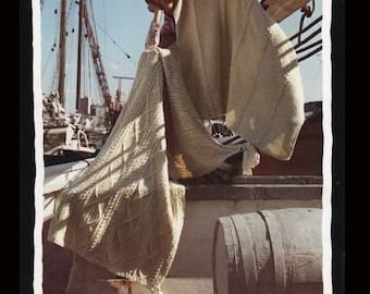 PDF Fishermen Afghan Pattern Book  total 10 patterns for Cable Knit Beautiful Afghans and one Dress