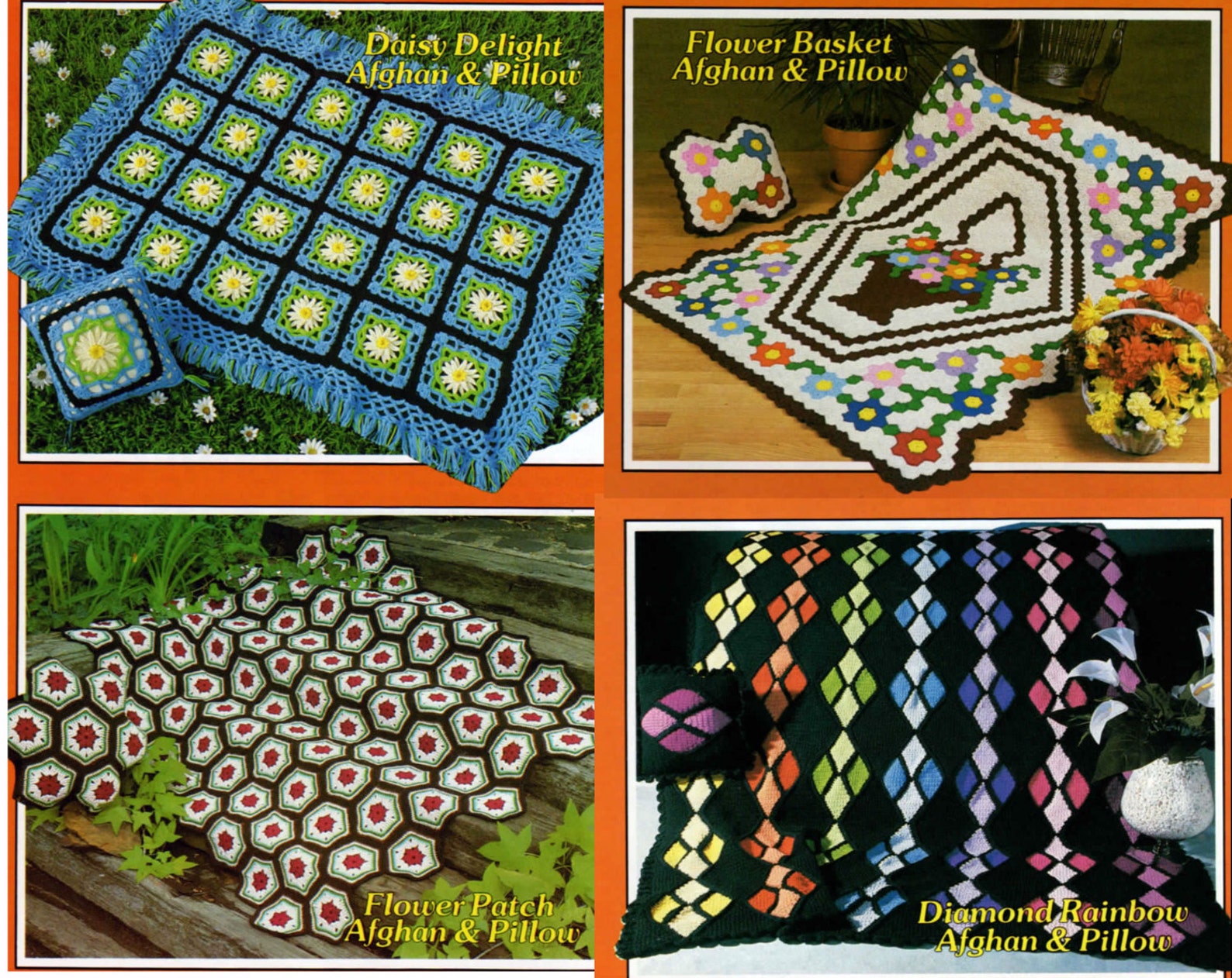 PDF Rainbow Diamonds Afghan and Pillow Pattern Book 7 Different Blanket