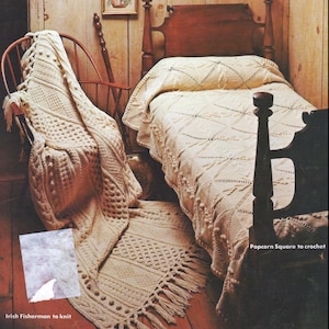 PDF Heirloom Fisherman Afghan Pattern Book  total 5 patterns for Crochet and Knit Beautiful Afghans Bedspread Baby Blanket