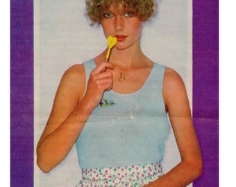 PDF 1980s Womens 7 Summer Sweaters Plus String Bikini Patterns Instant Download Shortsleeve Sweaters to Knit & Crochet