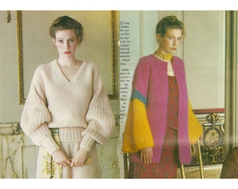 Knit Balloon Sleeve Sweater & Mohair Jacket Patterns (PDF Download) 2 Patterns Included