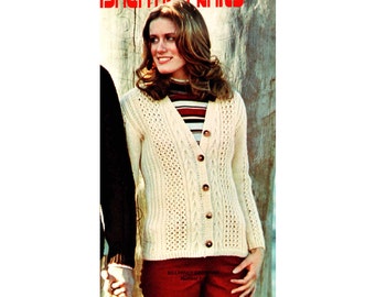 PDF Womens Killarney Cardigan Cable Knit  Fisherman Sweater Pattern Book  total 4 patterns Instant download Mens Womens Aran Cardigan