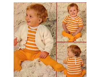 PDF 22 Patterns Vintage 1970s Striped Toddler and Baby Outfits, Overalls, Onesies, Hats, Mittens and More to Knit & Crochet INSTANT DOWNLOAD