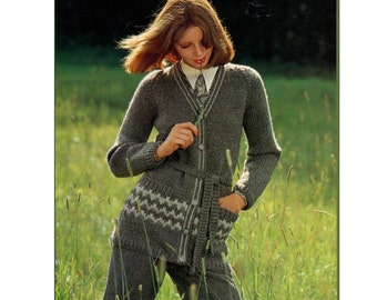 Vintage PDF Pattern Womens Coat abd Cardigan Sweaters to Knit and Crochet Instant Download 2 patterns for you to make