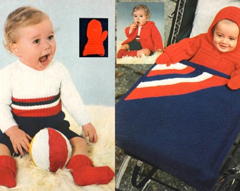 PDF 1970s Vintage Patterns Hooded Baby Jacket and Stroller Blanket + Nursery Decor + Toys and Outfits to Knit and Crochet 23 patterns