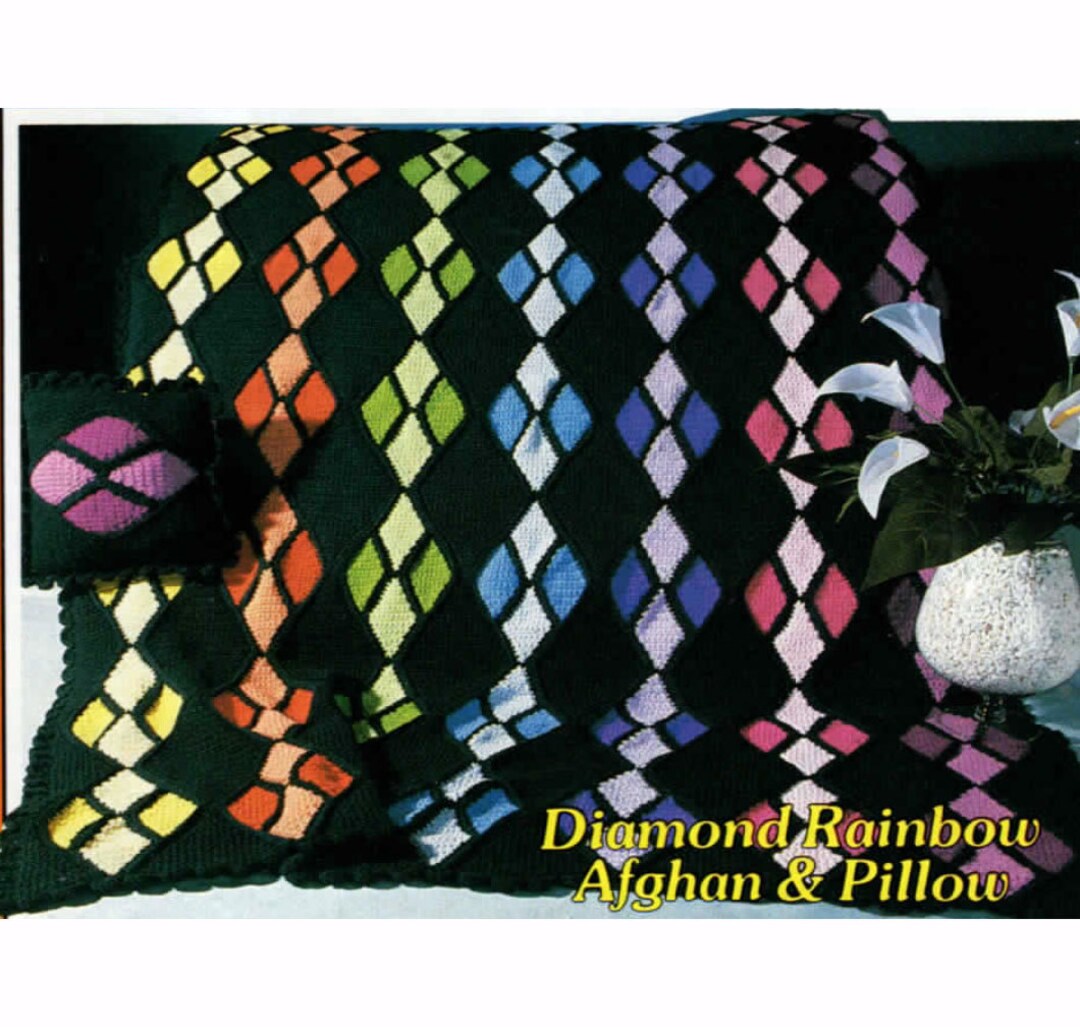 PDF Rainbow Diamonds Afghan and Pillow Pattern Book 7 Different Blanket