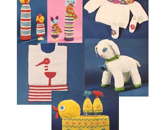 PDF 1970s Vintage Pattern Baby Toys, Nursery Items and Outfits to Knit and Crochet 23 patterns