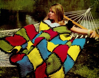 PDF Color Block Vintage Afghan Pattern to Knit