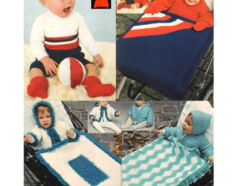 PDF 1970s Vintage Patterns Hooded Baby Jacket and Stroller Blanket + Nursery Decor Plus Toys and Outfits to Knit and Crochet 23 patterns