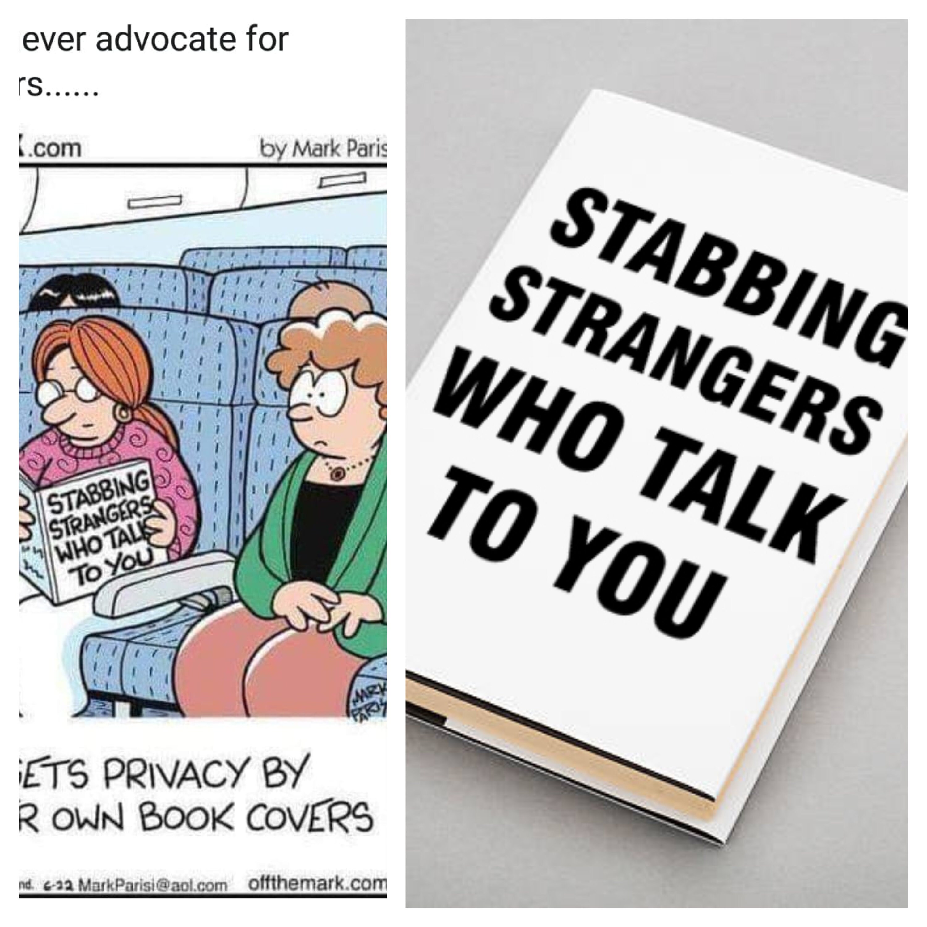 Funny Gag Gift Book Cover stabbing Strangers Who Talk Etsy