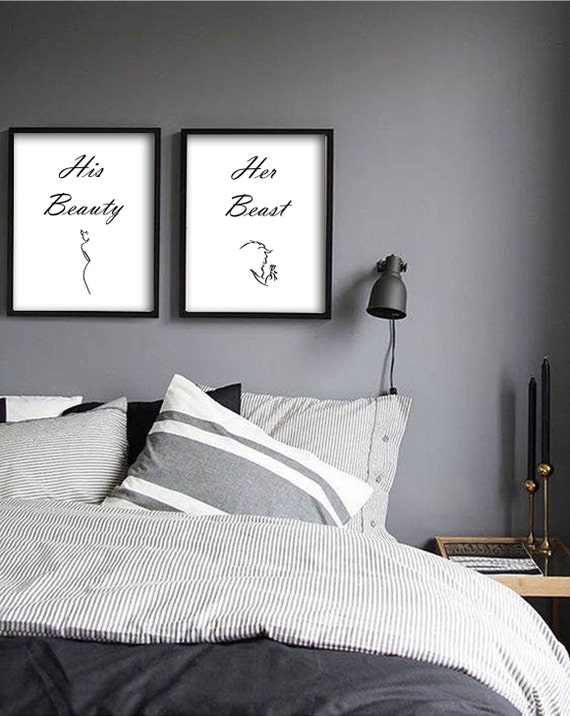 His Hers Beauty And The Beast Minimalist Wall Art Wall Decor Home Decor Poster His Beauty Her Beast Digital Graphic Download