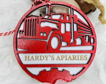Tractor Trailer Ornament, Semi Truck Ornament, Transport Christmas Ornament, Personalized Semi Truck Ornament,  Long Hauler Christmas, Truck