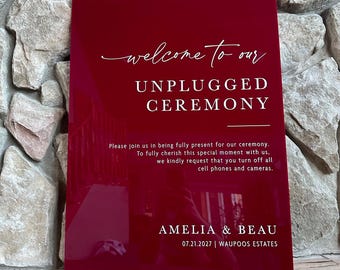 Unplugged Ceremony Sign, Acrylic Ceremony, Unplugged Wedding Sign, UV printed Acrylic Sign, Wedding Ceremony Sign, Wedding Welcome Sign