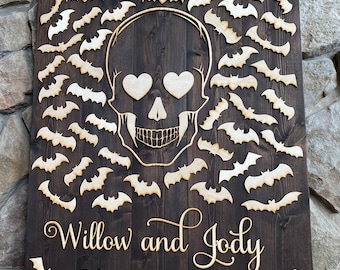 Large Halloween Wedding Guestbook Alternative, Wood Guestbook Alternative, Halloween Guestbook, Gothic Guestbook, Wedding Wood Guestbook