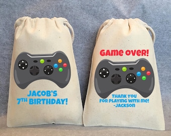 Bolsas de regalo para fiesta de cumpleaños de videojuegos: Juego de 25 bolsas de algodón de 12,7 x 18,8 cm