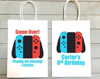 Gamer Party Favor Bags, Video Game Birthday, Gamer Candy Bags, Video Game Pinata Bags, gamer Treat Bags, gamer Party, 5.25 "x3.25"x8"