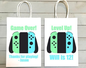 Gamer Party Favor Bags, Video Game Birthday, Gamer Candy Bags, Video Game Pinata Bags, gamer Treat Bags, gamer Party, 5.25 "x3.25"x8"