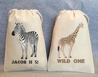 Safari Party, Safari Birthday, Safari baby shower, Jungle party, Lion, Giraffe, Elephant, zebra, party favor bags, 5"x7", set of 8 bags