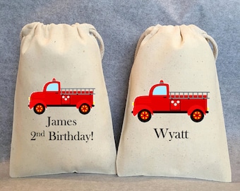 10- Fire Truck party, Fireman party, Fire truck birthday, fireman birthday, fire truck favor bags, red fire truck, fireman party, 5"x7"