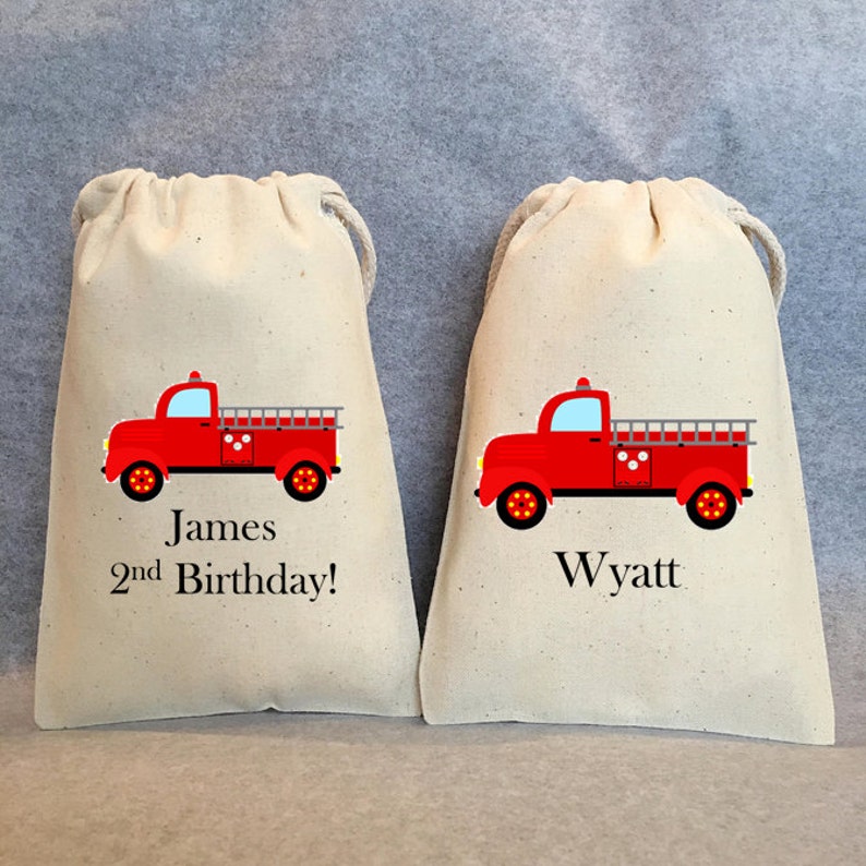 10 Fire Truck party, Fireman party, Fire truck birthday, fireman birthday, fire truck favor bags, red fire truck, fireman party, 5x7 Bild 1