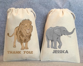 Safari Party, Safari Birthday, Safari baby shower, Jungle party, Lion, Giraffe, Elephant, zebra, party favor bags, 5"x7", set of 12 bags