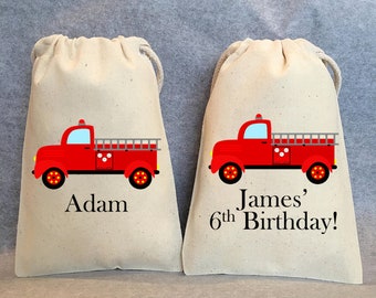 Fire Truck party, Fireman party, Fire truck birthday, fire truck favor bags, red fire truck, fireman party, 4"x6", set of 10 bags