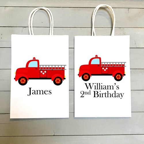 Fire Truck Party Favor Bags Fire Truck Birthday Fireman Etsy