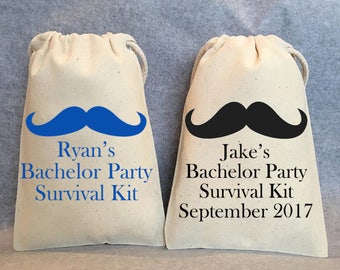 Personalized Bachelor party favor bags, bachelor party, bachelor survival kit, Hangover kit, 4"x6" cotton, set of 15 bags