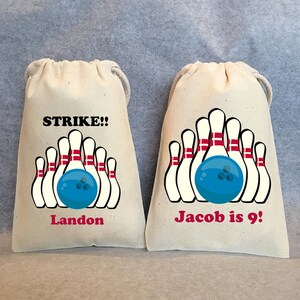 Bowling Birthday Party Favor Bags: Personalized Cotton Treat Bags (Set of 25)