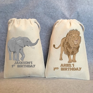 Safari Party, Safari Birthday, Safari baby shower, Jungle party, Lion, Giraffe, Elephant, zebra, party favor bags, 5"x7", set of 7 bags