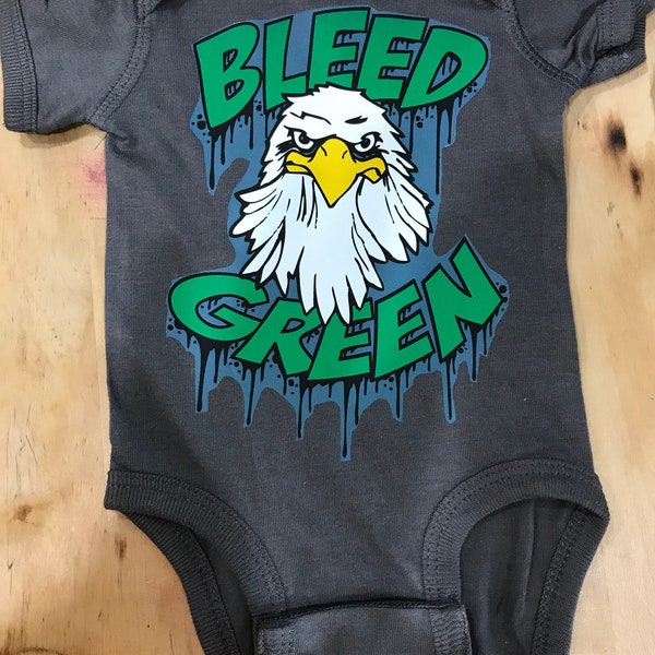 Baby Philadelphia Eagles Bleed Green Swoop Onesie